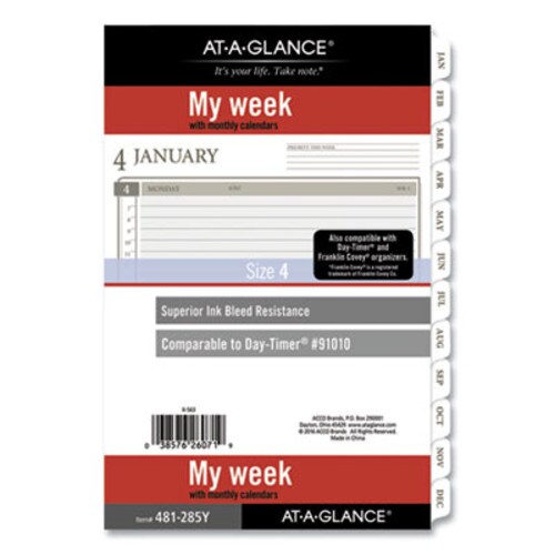 AT-A-GLANCE® 2-Page-Per-Week Planner Refills, 8.5 x 5.5, White Sheets, 12-Month (Jan to Dec): 2025 Item: AAG481285Y21