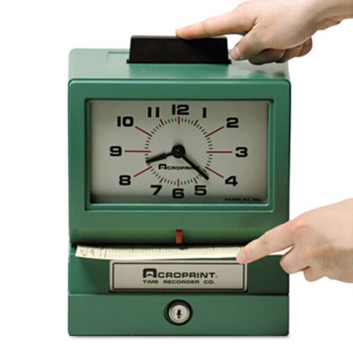 Acroprint® Model 125 Heavy-Duty Time Recorder, Manual Operation, Date/1-12 Hours/Minutes, Green Item: ACP011070400