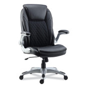 Alera® Alera Leithen Bonded Leather Midback Chair, Supports Up to 275 lb, Black Seat/Back, Silver Base Item: ALELT4249