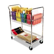 Alera® Carry-all Mail Cart, Metal, 1 Shelf, 1 Bin, 34.88" x 18" x 39.5", Silver Item: ALEMC3518SR