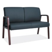 Alera® Alera Reception Lounge Series Wood Loveseat, 44.88w x 26.13d x 33h, Black/Mahogany Item: ALERL2219M