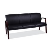 Alera® Alera Reception Lounge WL 3-Seat Sofa, 65.75w x 26d.13 x 33h, Black/Mahogany Item: ALERL2319M
