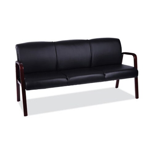 Alera® Alera Reception Lounge WL 3-Seat Sofa, 65.75w x 26d.13 x 33h, Black/Mahogany Item: ALERL2319M