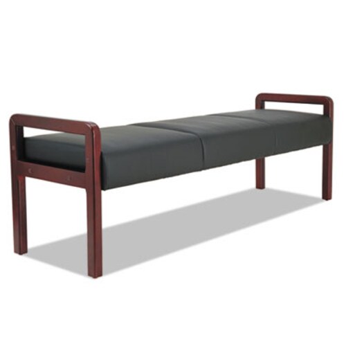Alera® Alera Reception Lounge WL Series Bench, Three-Seater, 65.75w x 22.25d x 22.88h, Black/Mahogany Item: ALERL2419M