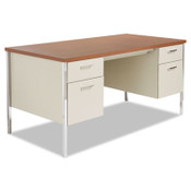 Alera® Double Pedestal Steel Desk, 60" x 30" x 29.5", Cherry/Putty Item: ALESD6030PC