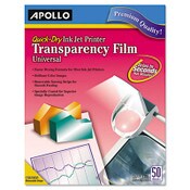 Apollo® Quick-Dry Color Inkjet Transparency Film, 8.5 x 11, 50/Box Item: APOCG7033S