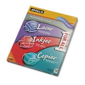 Apollo® Color Laser/Inkjet Transparency Film, 8.5 x 11, 50/Box Item: APOUF1000E