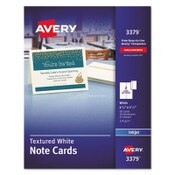 Avery® Note Cards with Matching Envelopes, Inkjet, 65lb, 4.25 x 5.5, Textured Uncoated White, 50 Cards, 2 Cards/Sheet, 25 Sheets/Box Item: AVE3379