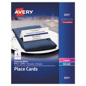 Avery® Small Textured Tent Cards, White, 1.44 x 3.75, 6 Cards/Sheet, 25 Sheets/Pack Item: AVE5011