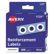 Avery® Dispenser Pack Hole Reinforcements, 0.25" Dia, White, 200/Pack, (5729) Item: AVE05729