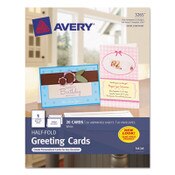 Avery® Half-Fold Greeting Cards with Matching Envelopes, Inkjet, 85 lb, 5.5 x 8.5, Matte White, 1 Card/Sheet, 20 Sheets/Box Item: AVE3265