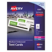 Avery® Medium Embossed Tent Cards, White, 2.5 x 8.5, 2 Cards/Sheet, 50 Sheets/Box Item: AVE5305