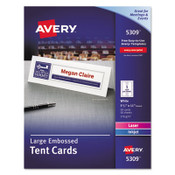 Avery® Large Embossed Tent Card, White, 3.5 x 11, 1 Card/Sheet, 50 Sheets/Box Item: AVE5309