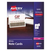 Avery® Note Cards with Matching Envelopes, Laser, 80 lb, 4.25 x 5.5, Uncoated White, 60 Cards, 2 Cards/Sheet, 30 Sheets/Pack Item: AVE5315