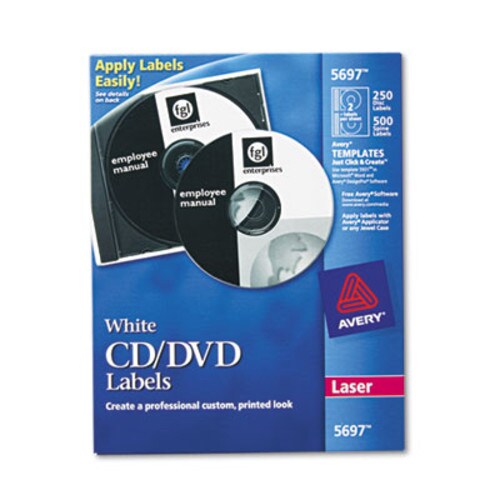 Avery® Laser CD Labels, Matte White, 250/Pack Item: AVE5697