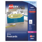 Avery® Printable Postcards, Laser, 80 lb, 4 x 6, Uncoated White, 80 Cards, 2 Cards/Sheet, 40 Sheets/Box Item: AVE5889
