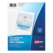 Avery® Self-Adhesive Media Pockets, 1 Disc Capacity, Clear, 10/Pack Item: AVE73721