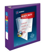 Avery® Heavy-Duty View Binder with DuraHinge and One Touch EZD Rings, 3 Rings, 2" Capacity, 11 x 8.5, Purple, 6/Carton Item: AVE79777CT