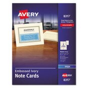 Avery® Note Cards with Matching Envelopes, Inkjet, 80 lb, 4.25 x 5.5, Embossed Matte Ivory, 60 Cards, 2 Cards/Sheet, 30 Sheets/Pack Item: AVE8317