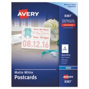 Avery® Printable Postcards, Inkjet, 85 lb, 4.25 x 5.5, Matte White, 200 Cards, 4 Cards/Sheet, 50 Sheets/Box Item: AVE8387