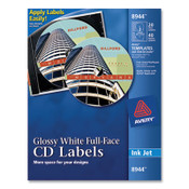 Avery® Inkjet Full-Face CD Labels, Glossy White, 20/Pack Item: AVE8944