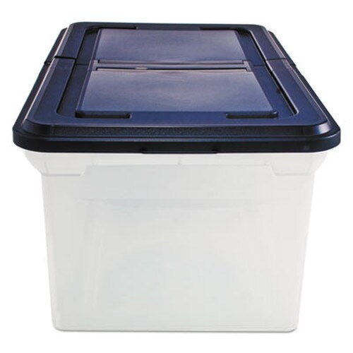 Innovative Storage Designs Extra-Capacity 28" File Tote, Letter Files, 23.25" x 14.25" x 10.63", Clear/Navy Item: AVT55797