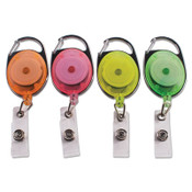 Advantus Carabiner-Style Retractable ID Card Reel, 30" Extension, Assorted Neon Colors, 20/Pack Item: AVT91119