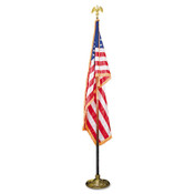 Advantus Deluxe U.S. Flag and Staff Set, 60" x 36" Flag, 8 ft Oak Staff, 2" Gold Fringe, 7" Goldtone Eagle, Heavyweight Nylon Item: AVTMBE031400