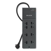 Belkin® Home/Office Surge Protector, 8 AC Outlets, 8 ft Cord, 2,500 J, Black Item: BLKBE10800008CM