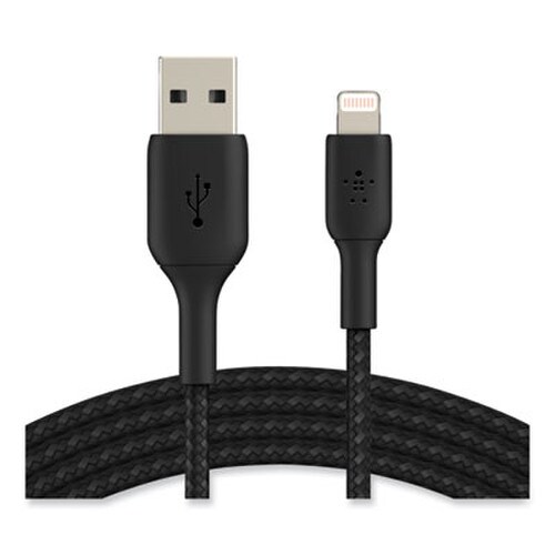 Belkin® BOOST CHARGE Braided Apple Lightning to USB-A ChargeSync Cable, 6.6 ft, Black Item: BLKCAA002BT2MBK