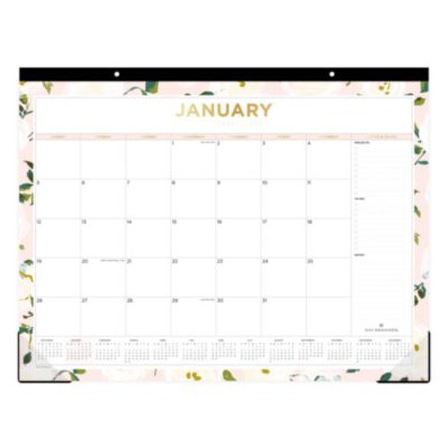Blue Sky® Day Designer Coming Up Roses Monthly Desk Pad Calendar, Floral Artwork, 22 x 17, Cream/Blush Sheets, 12-Month (Jan-Dec): 2025 Item: BLS138198
