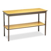 Barricks Utility Table with Bottom Shelf, Rectangular, 48w x 18d x 30h, Oak/Brown Item: BRKUTS1848LQ