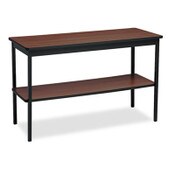 Barricks Utility Table with Bottom Shelf, Rectangular, 48w x 18d x 30h, Walnut/Black Item: BRKUTS1848WA