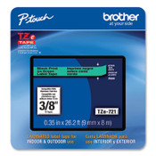 Brother P-Touch® TZe Laminated Removable Label Tapes, 0.35" x 26.2 ft, Black on Green Item: BRTTZE721CS
