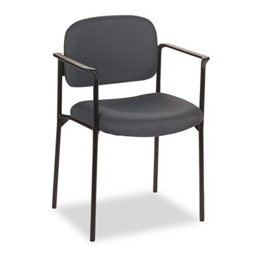 HON® VL616 Stacking Guest Chair with Arms, Fabric Upholstery, 23.25" x 21" x 32.75", Charcoal Seat, Charcoal Back, Black Base Item: BSXVL616VA19