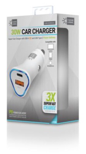 ByTech® PD Car Charger, 30 W, Two 3 A Ports, White Item: BTHCLPDV3101WT