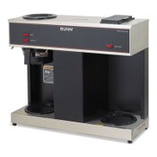 BUNN® Pour-O-Matic Three-Burner Pour-Over Coffee Brewer, 12-Cup, Stainless Steel, Black Item: BUNVPS