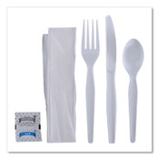 Boardwalk® Six-Piece Cutlery Kit, Condiment/Fork/Knife/Napkin/Spoon, Heavyweight, White, 250/Carton Item: BWKFKTNSHWPSWH