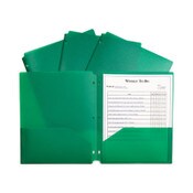 C-Line® Two-Pocket Heavyweight Poly Portfolio Folder, 3-Hole Punch, 11 x 8.5, Green, 25/Box Item: CLI33933BX