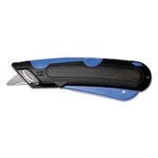 COSCO Easycut Self-Retracting Cutter with Safety-Tip Blade, Holster and Lanyard, 6" Plastic Handle, Black/Blue Item: COS091524