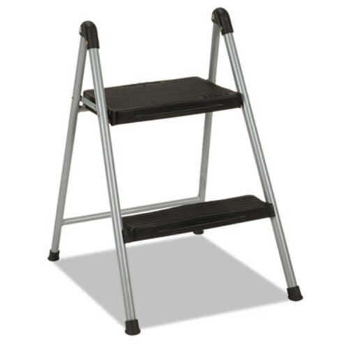 Cosco® Folding Step Stool, 2-Step, 200 lb Capacity, 16.9" Working Height, Platinum/Black Item: CSC11024PBL1E
