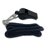 Champion Sports Sports Whistle with Black Nylon Lanyard, Plastic, Black, Dozen Item: CSIBP601