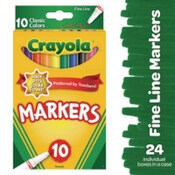Crayola® Non-Washable Marker, Fine Bullet Tip, Assorted Classic Colors, 10/Pack Item: CYO587726