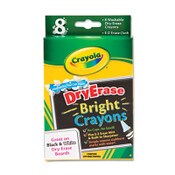 Crayola® Washable Dry Erase Crayons w/E-Z Erase Cloth, Assorted Bright Colors, 8/Box Item: CYO985202