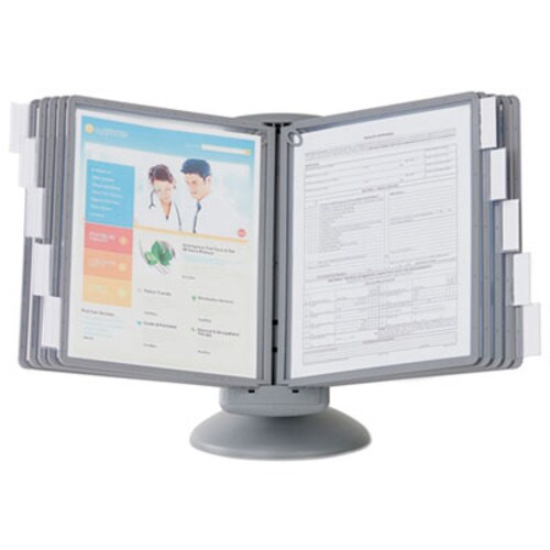 Durable® SHERPA Motion Desk Reference System, 10 Panels, Gray Borders Item: DBL553937