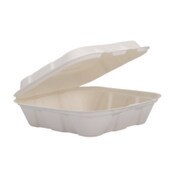 Dart® Compostable Fiber Hinged Trays, ProPlanet Seal, 8.03 x 8.38 x 1.93, Ivory, Molded Fiber, 200/Carton Item: DCCHC8FBR1