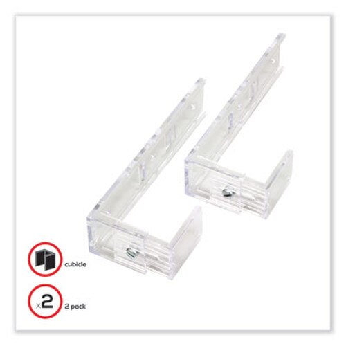 deflecto® Partition Brackets, For Wall Files and File Pockets/1.5" to 2.5" Thick Partition Walls, Clear Item: DEFOPBKT01