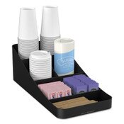 Mind Reader Trove Seven-Compartment Coffee Condiment Organizer, 7.75 x 16 x 5.25, Black Item: EMSCOMP7BLK