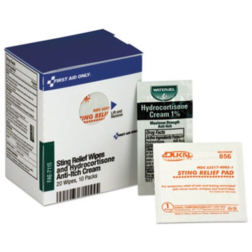 First Aid Only™ Refill for SmartCompliance Cabinet, 20 Sting Relief Wipes, 10 Hydrocortisone Packs Item: FAOFAE7115