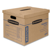 Bankers Box® SmoothMove Classic Moving/Storage Boxes, Half Slotted Container (HSC), Medium, 15" x 18" x 14", Brown/Blue, 8/Carton Item: FEL7717201
